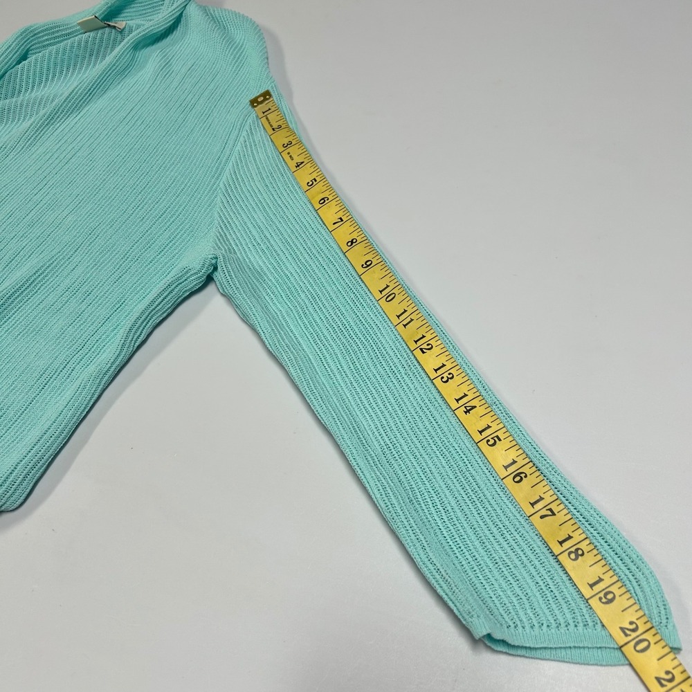 Coldwater Creek Women Open Front Knit Cardigan Sweater Size M Pastel Green Beach - Picture 7 of 8
